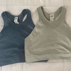 Two Women's Seamless Mesh Racerback Bras - JoyLab™, Size Medium, Green & Blue